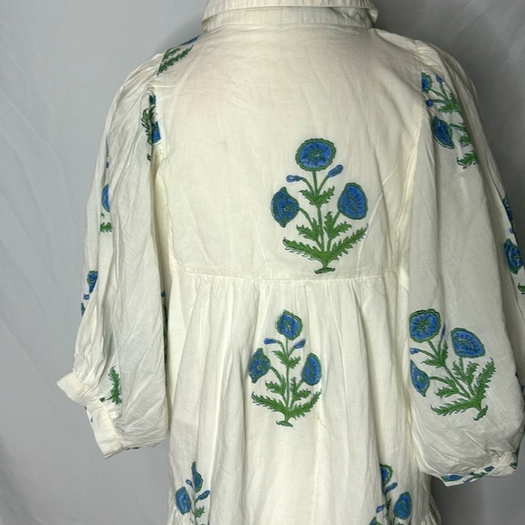 White and Blue Patterned Mini Dress - Picture 6 of 9